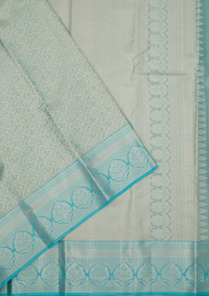 Sky Blue Zariwork Pure Silk Saree
