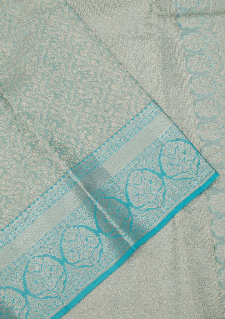 Sky Blue Zariwork Pure Silk Saree
