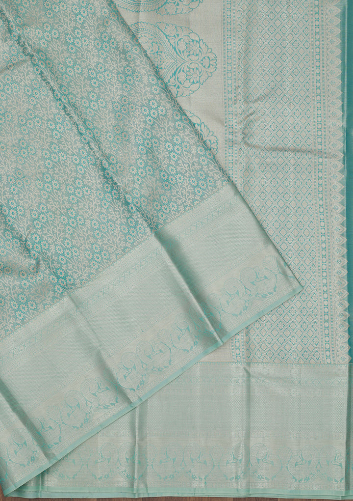 Sky Blue Zariwork Pure Silk Saree