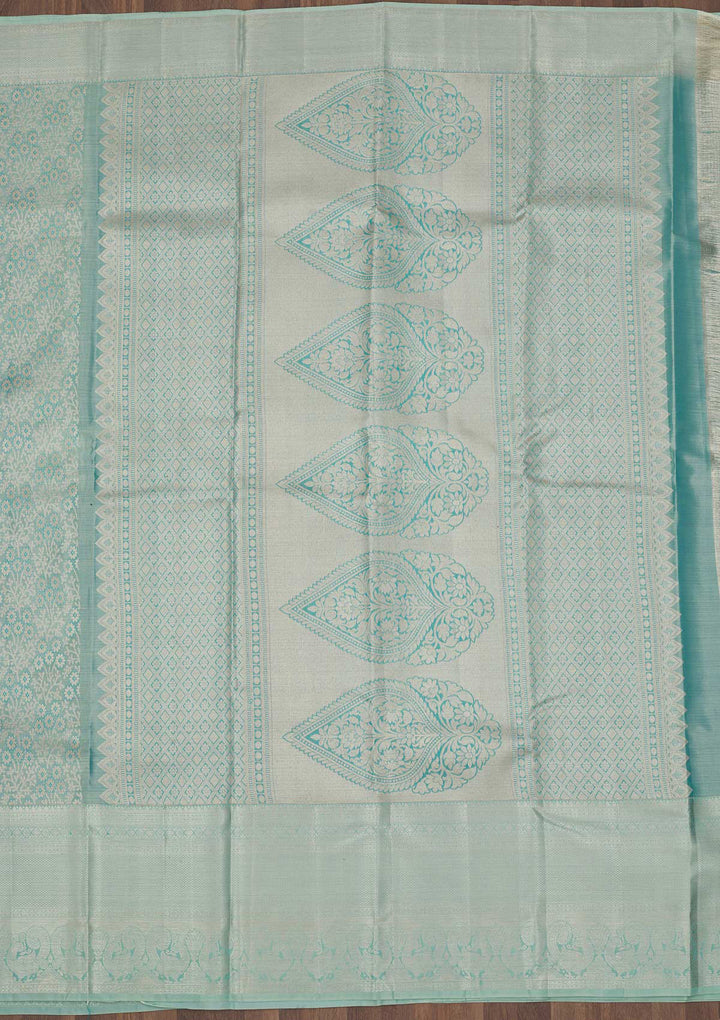 Sky Blue Zariwork Pure Silk Saree