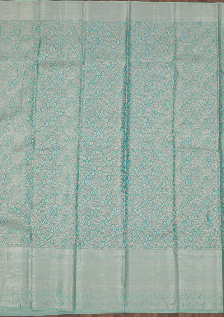 Sky Blue Zariwork Pure Silk Saree