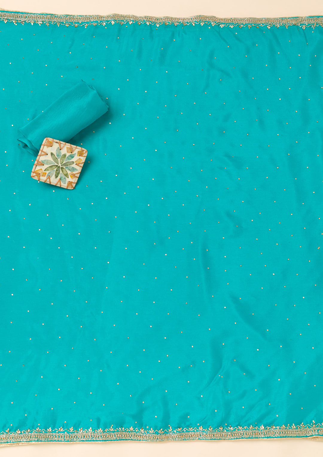 Sky Blue Cutdana Crepe Unstitched Salwar Suit