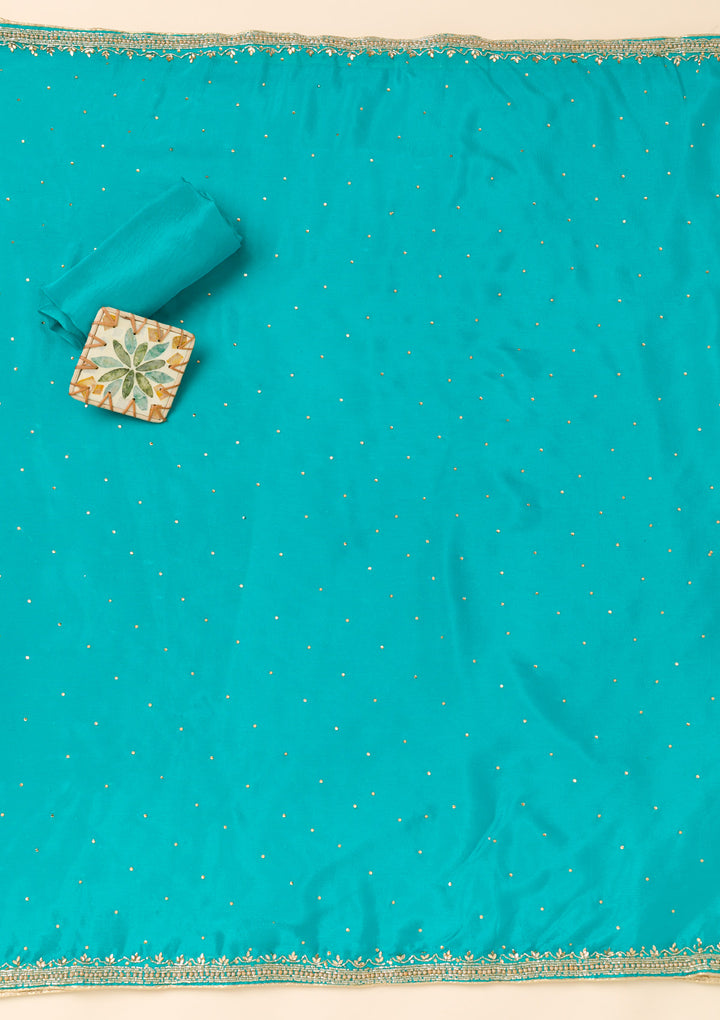 Sky Blue Cutdana Crepe Unstitched Salwar Suit