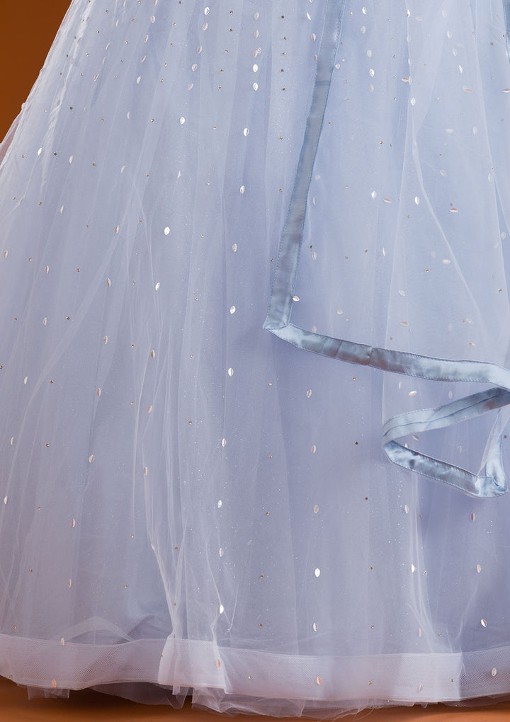 Sky Blue Cutdana Net Readymade Lehenga