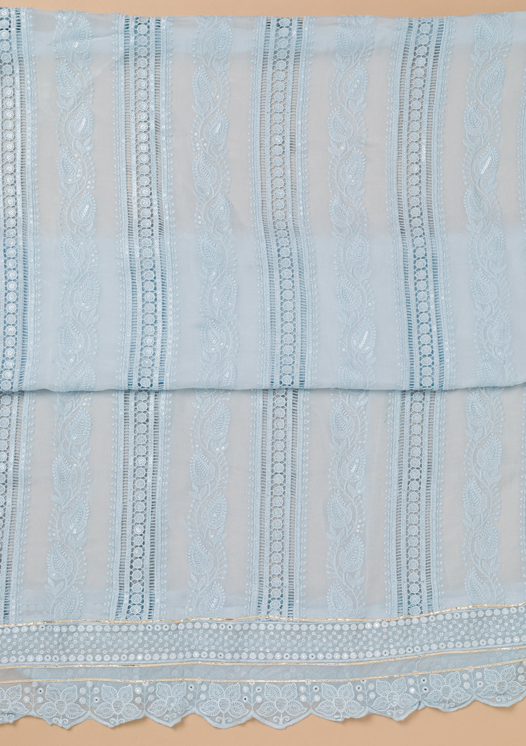 Sky Blue Cutwork Georgette Unstitched Salwar Suit