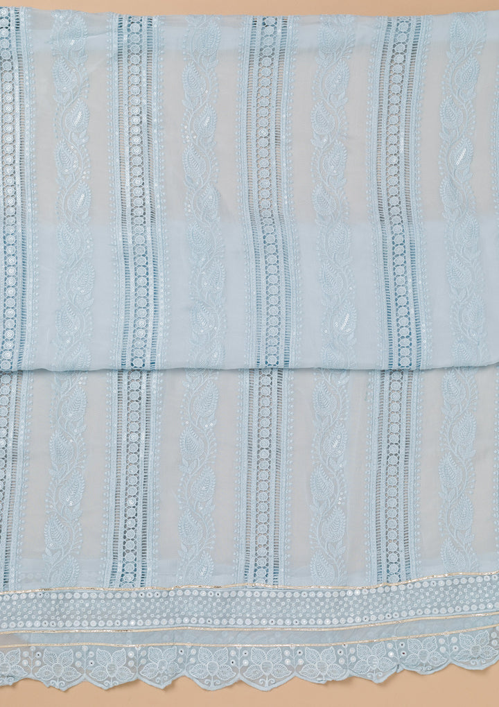 Sky Blue Cutwork Georgette Unstitched Salwar Suit