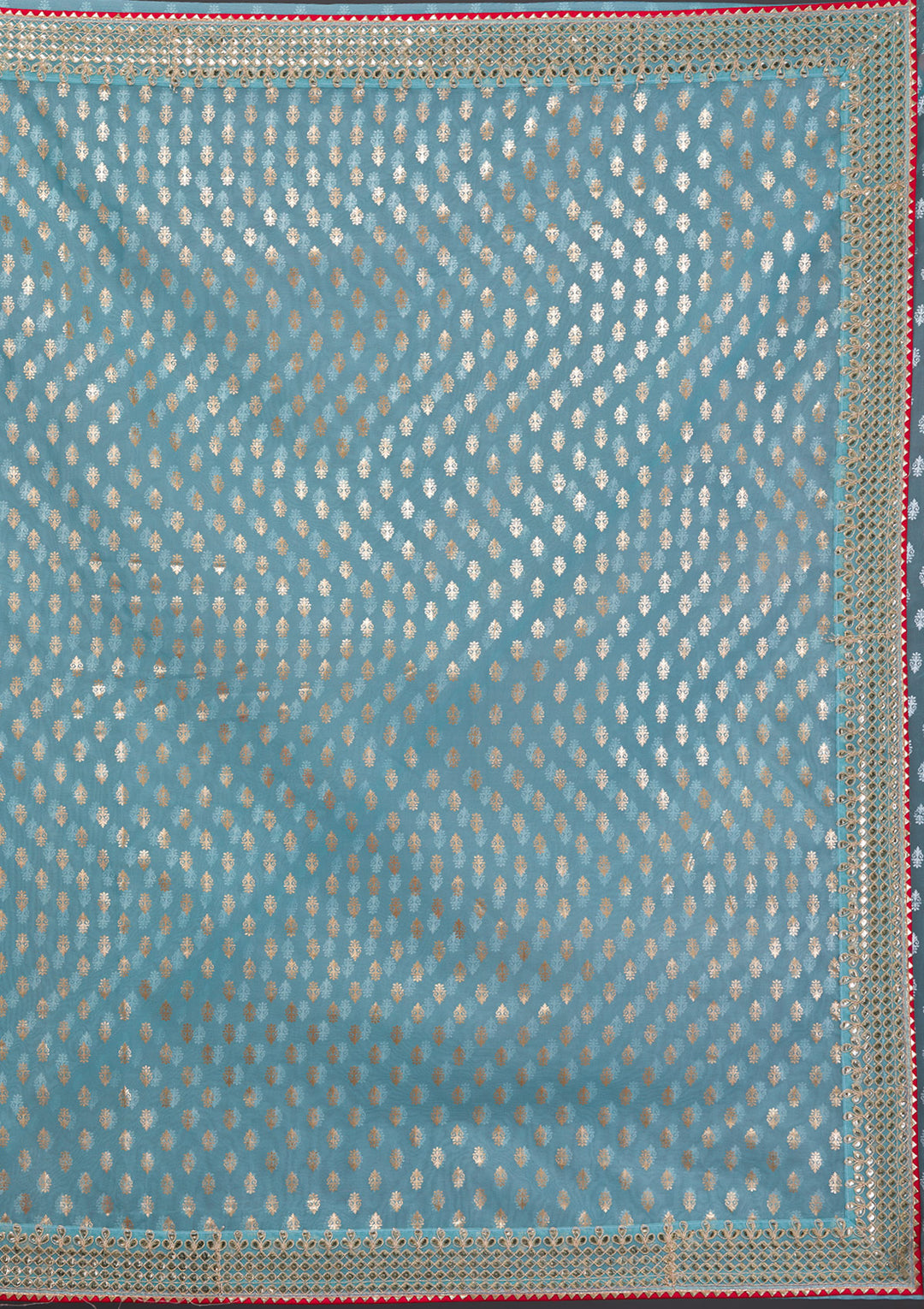 Sky Blue Gottapati Tissue Saree