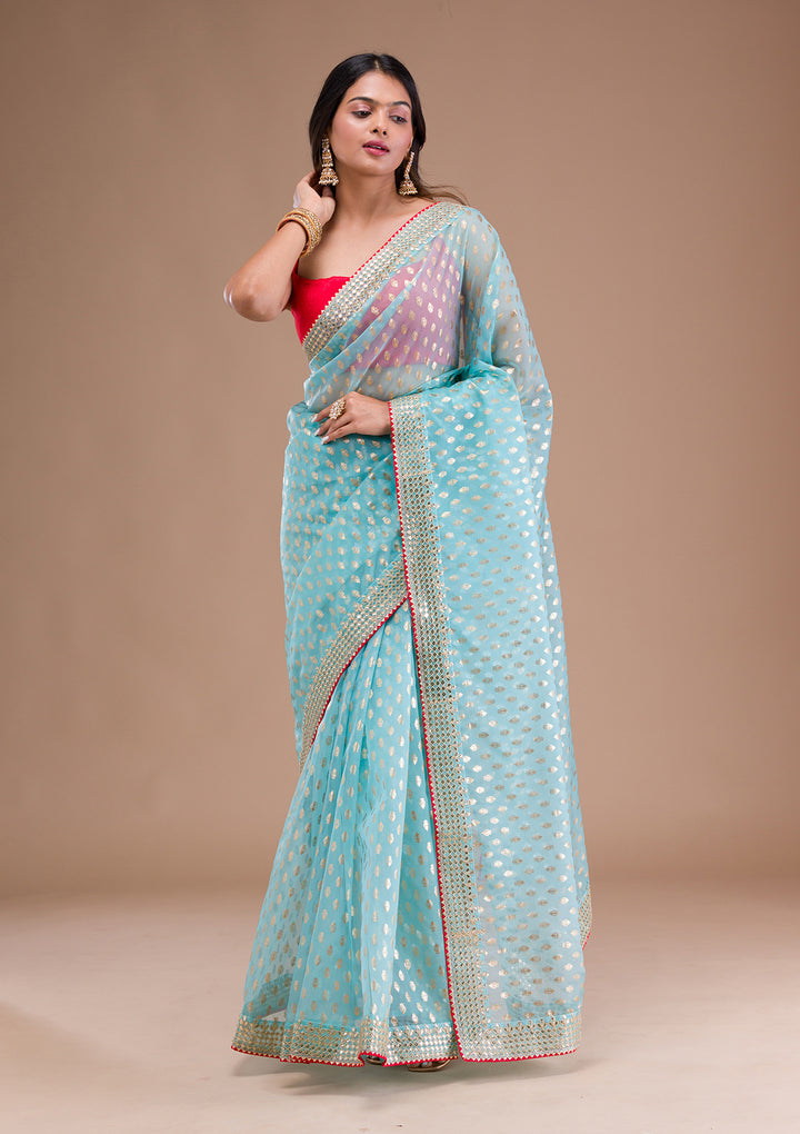 Sky Blue Gottapati Tissue Saree