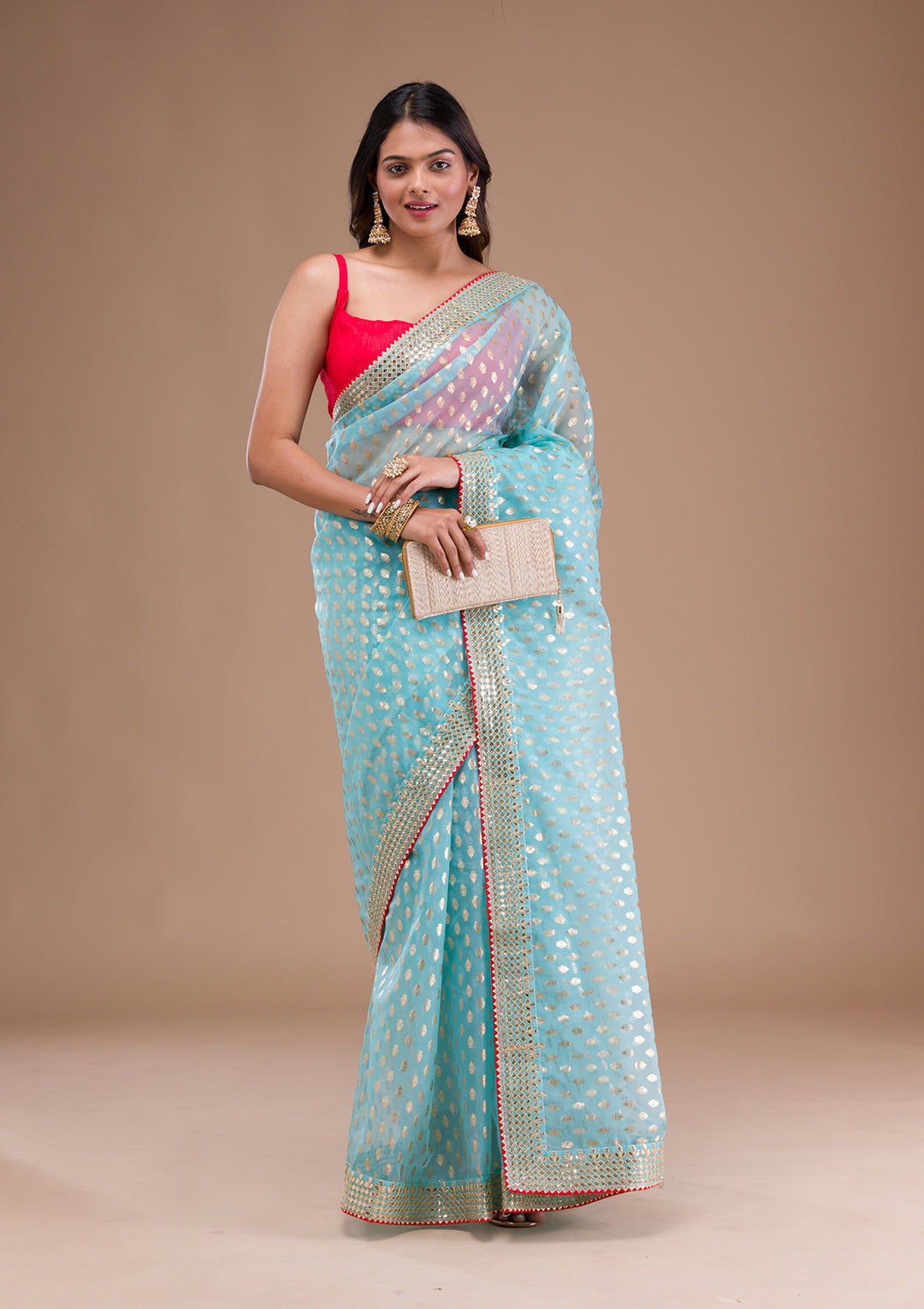 Sky Blue Gottapati Tissue Saree