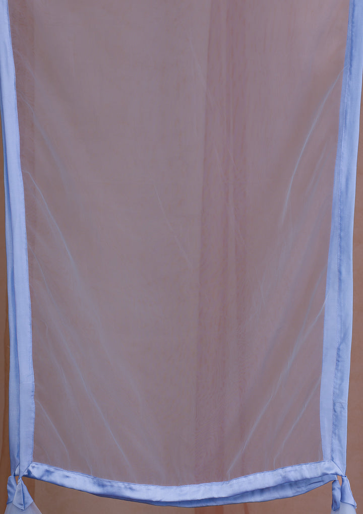 Sky Blue Mirrorwork Net Readymade Lehenga