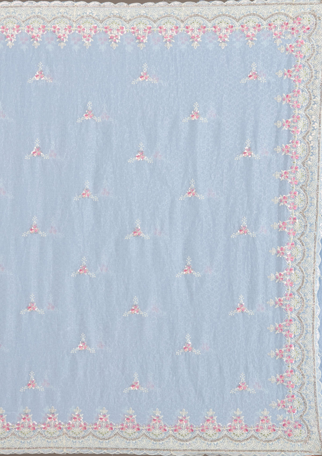 Sky Blue Sequins Chiffon Saree