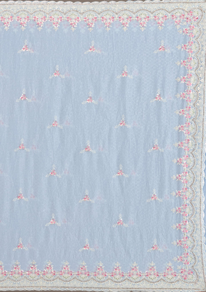 Sky Blue Sequins Chiffon Saree