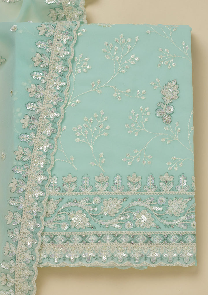 Sky Blue Sequins Georgette Unstitched Salwar Suit