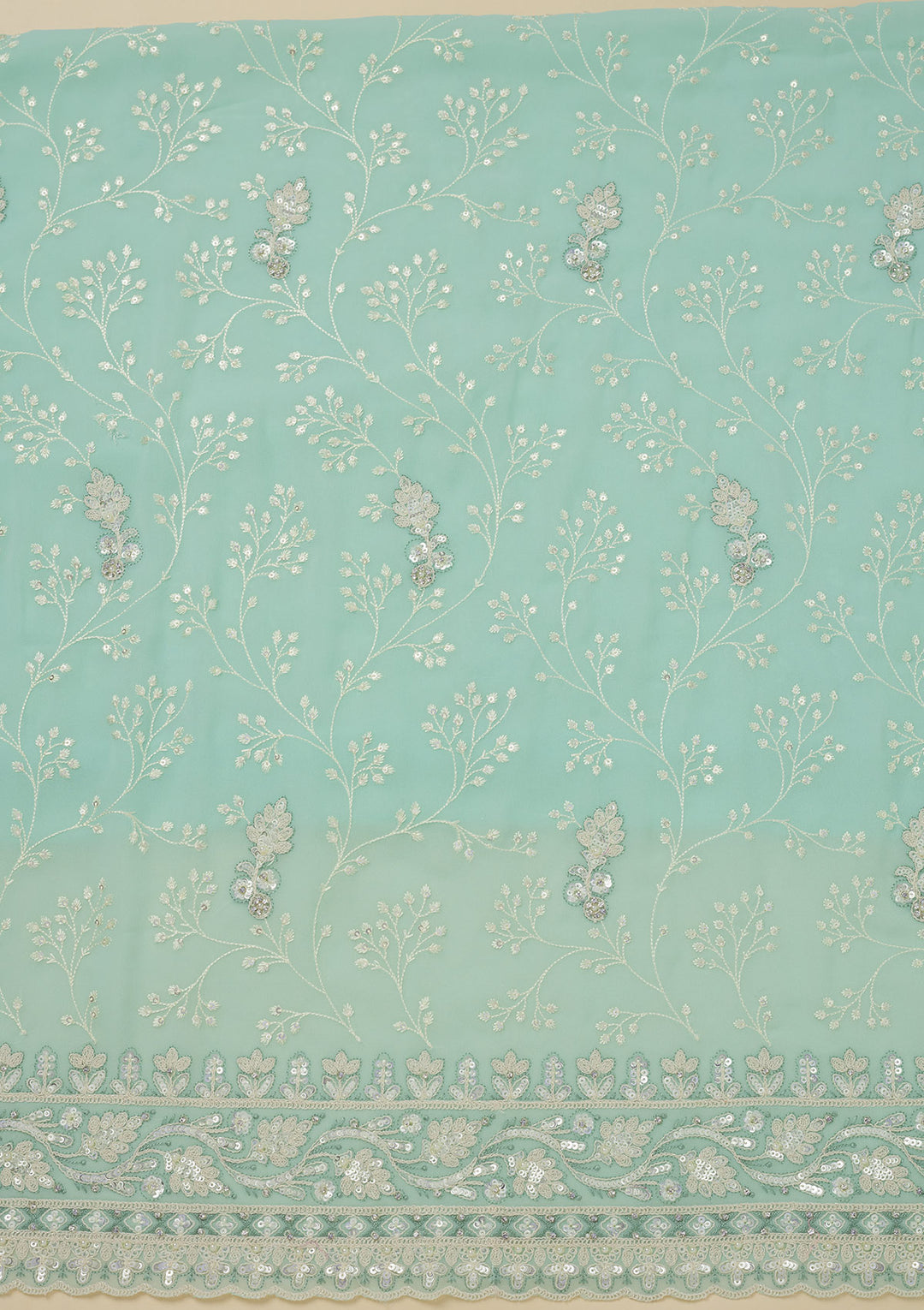Sky Blue Sequins Georgette Unstitched Salwar Suit