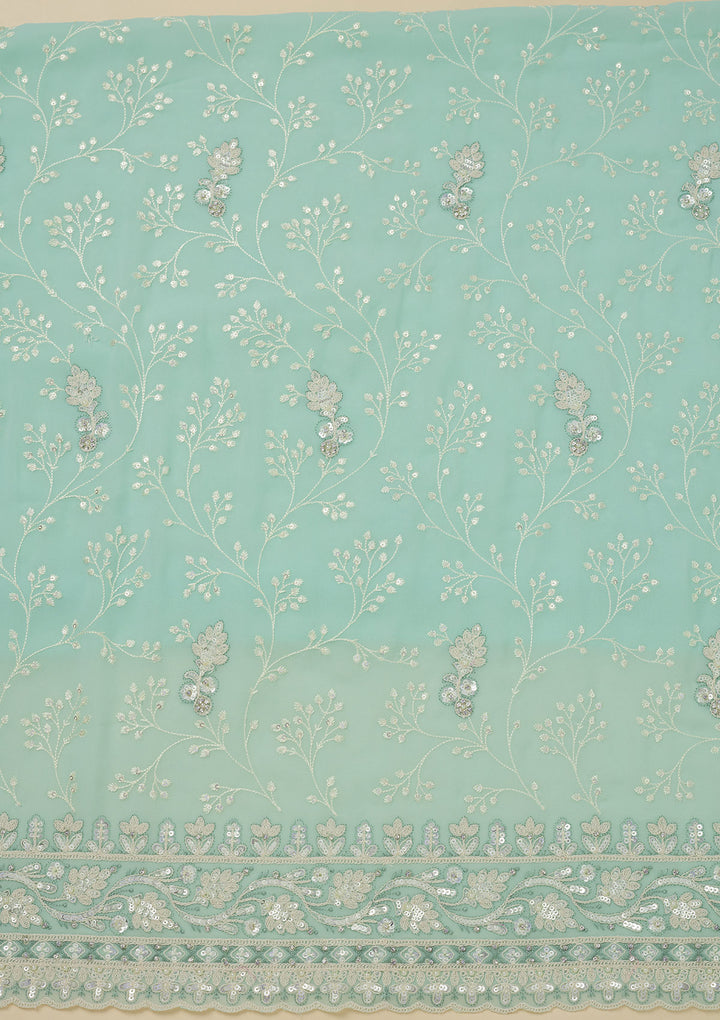 Sky Blue Sequins Georgette Unstitched Salwar Suit