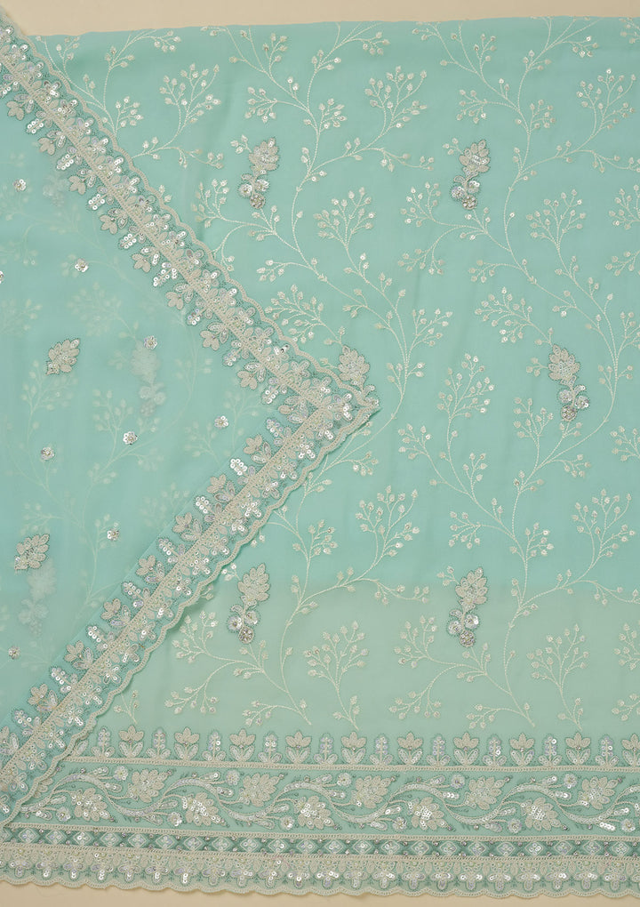 Sky Blue Sequins Georgette Unstitched Salwar Suit