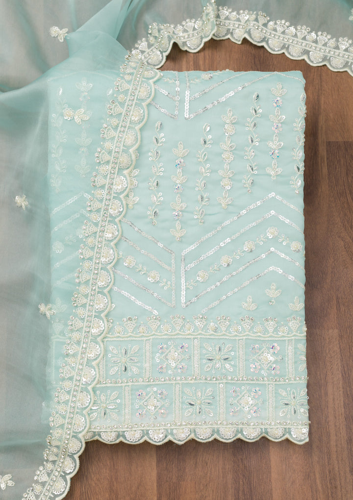 Sky Blue Sequins Georgette Unstitched Salwar Suit