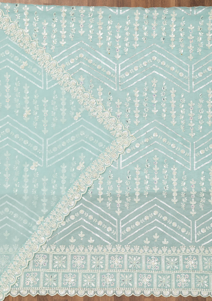 Sky Blue Sequins Georgette Unstitched Salwar Suit