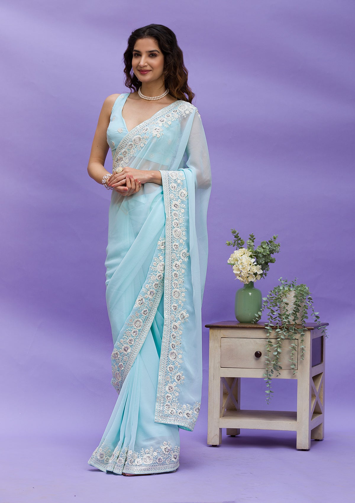 Light blue sarees outlet