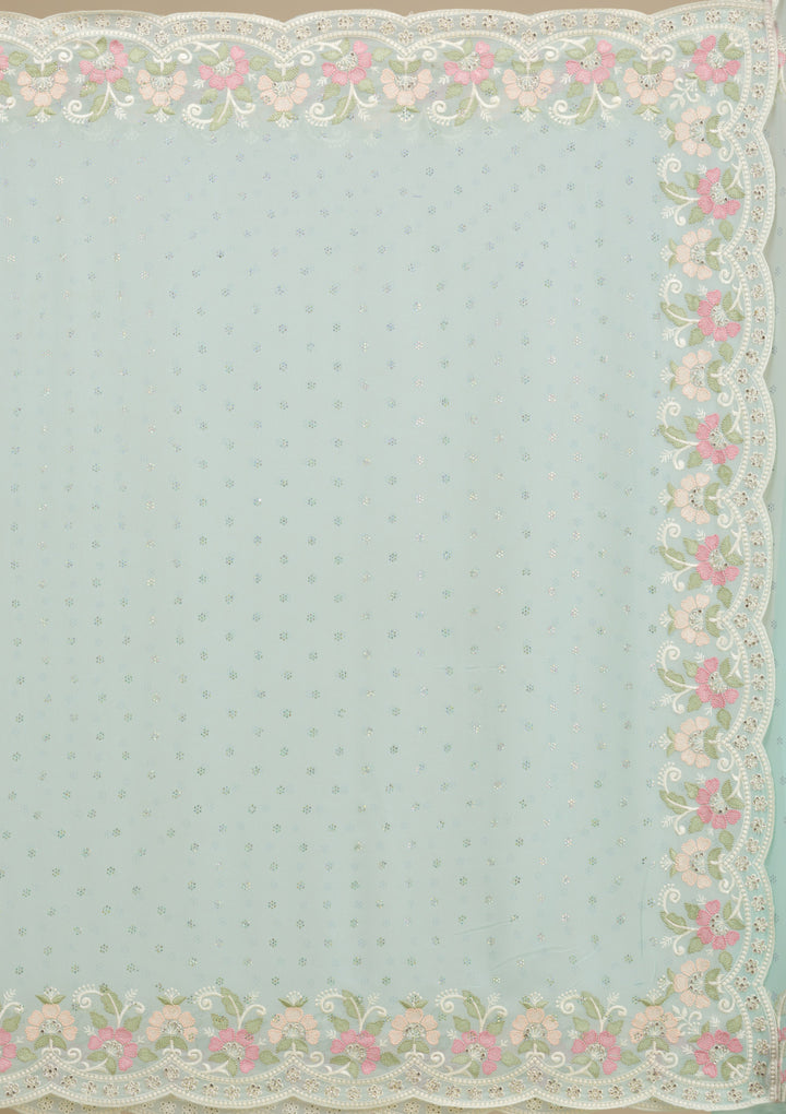 Sky Blue Sequins Georgette Saree
