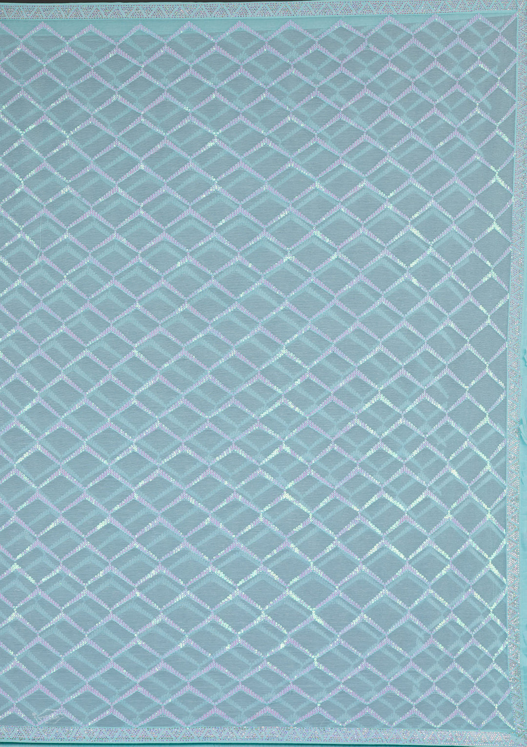 Sky Blue Sequins Shimmer Georgette Saree