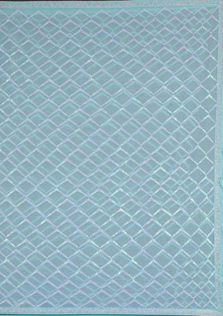 Sky Blue Sequins Shimmer Georgette Saree