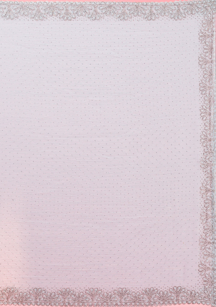 Sky Blue Threadwork Chiffon Saree