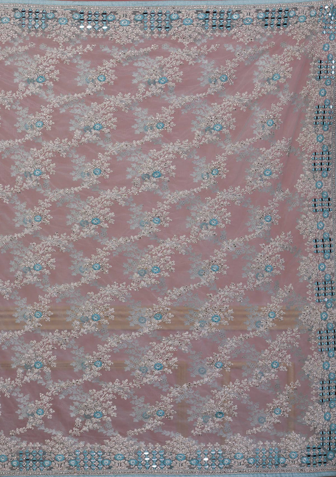 Sky Blue Zariwork Net Designer Saree