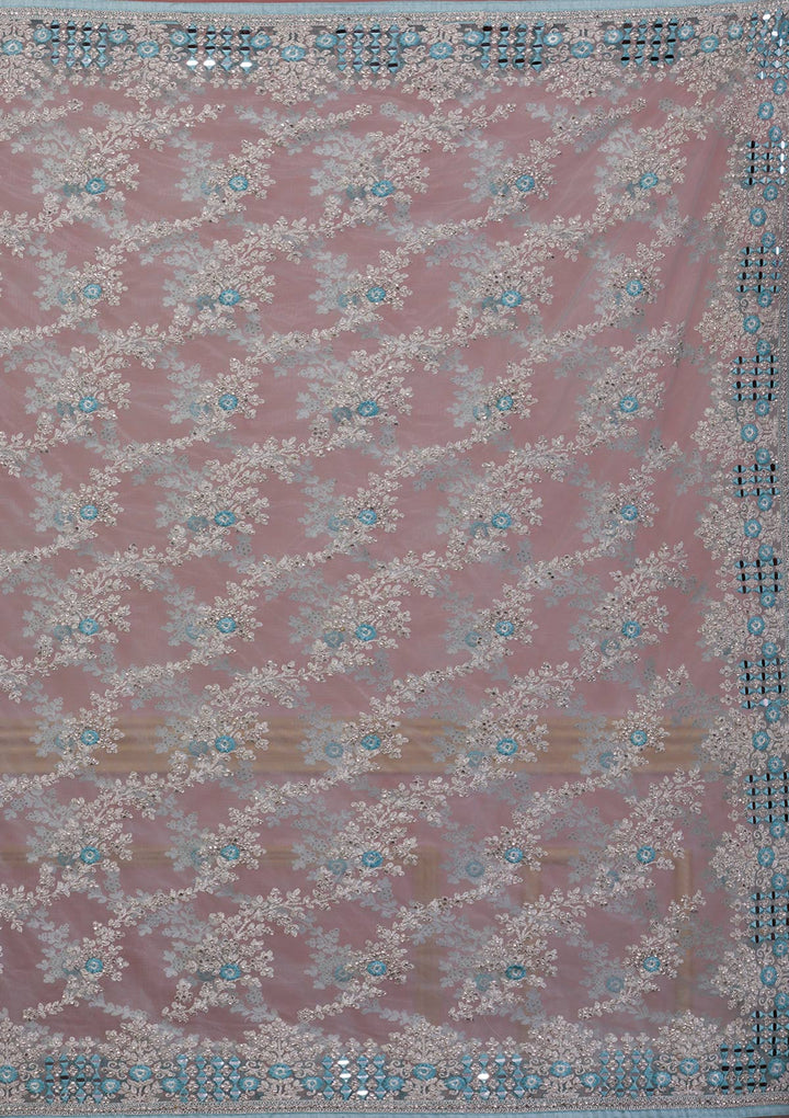 Sky Blue Zariwork Net Designer Saree