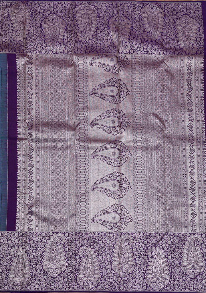 Sky Blue Silver Zariwork Kanjivaram Pure Silk Saree