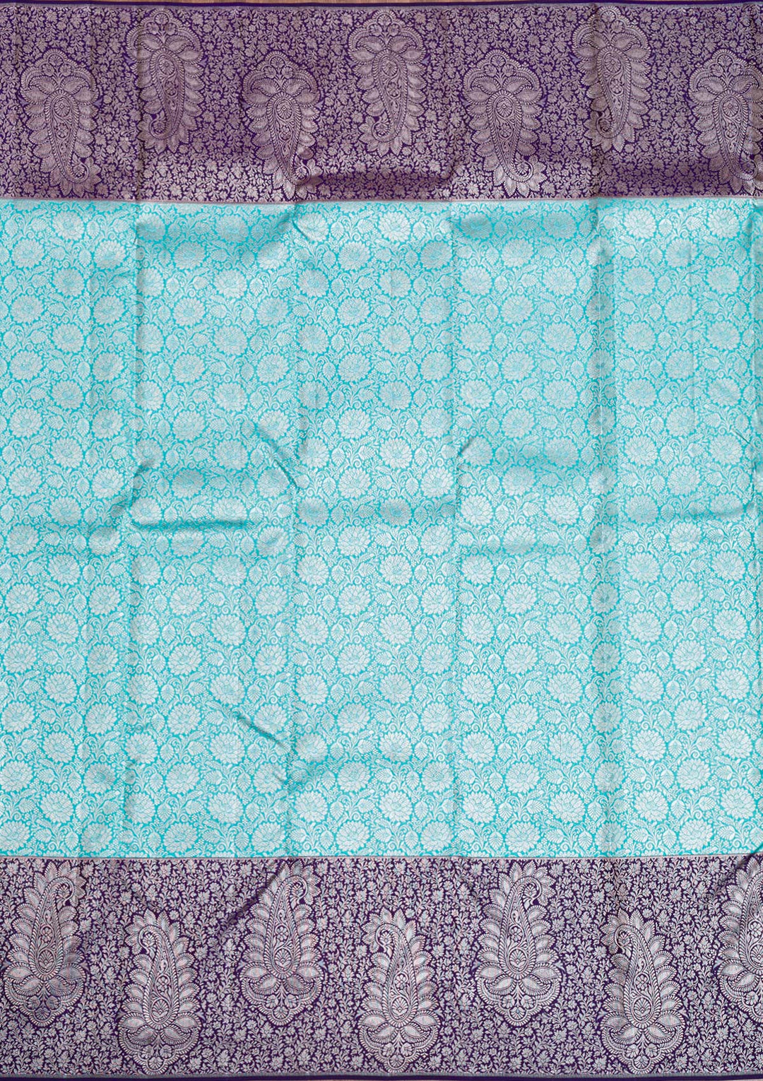 Sky Blue Silver Zariwork Kanjivaram Pure Silk Saree