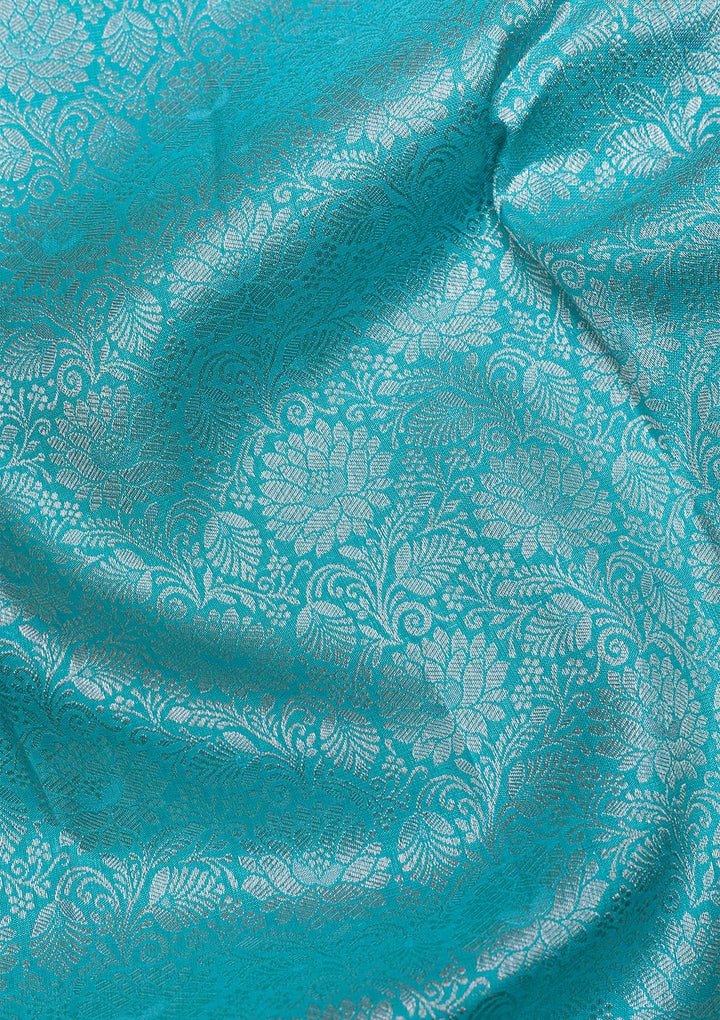 Sky Blue Silver Zariwork Kanjivaram Pure Silk Saree