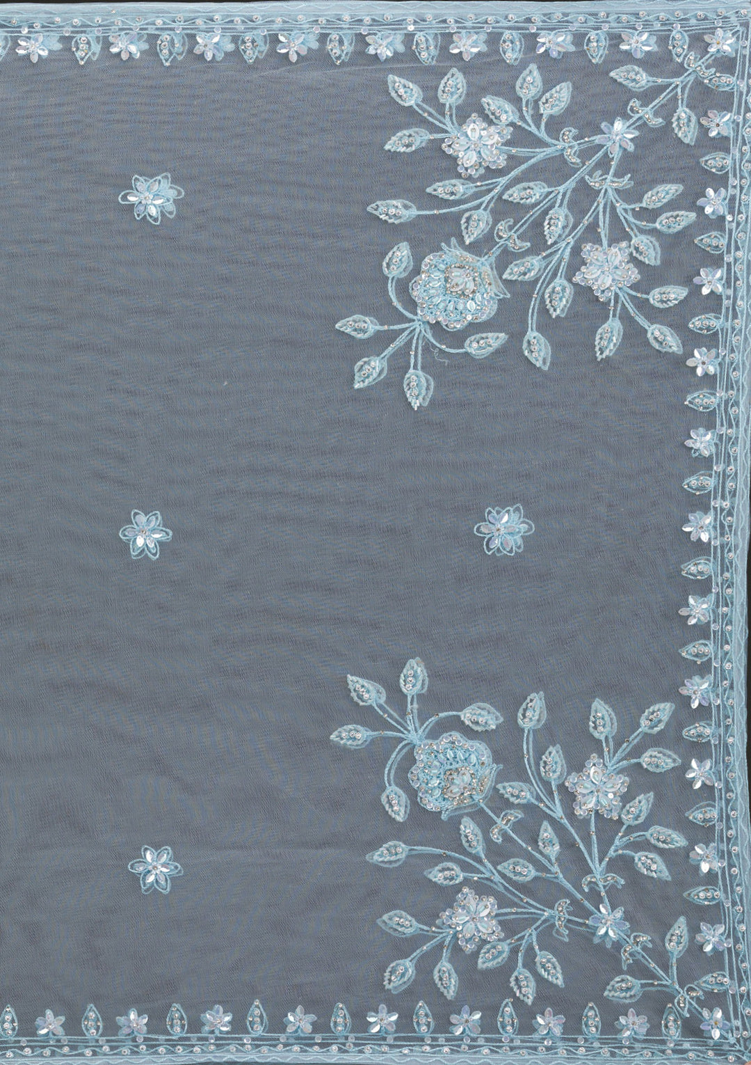 Sky Blue Stonework Net Gown