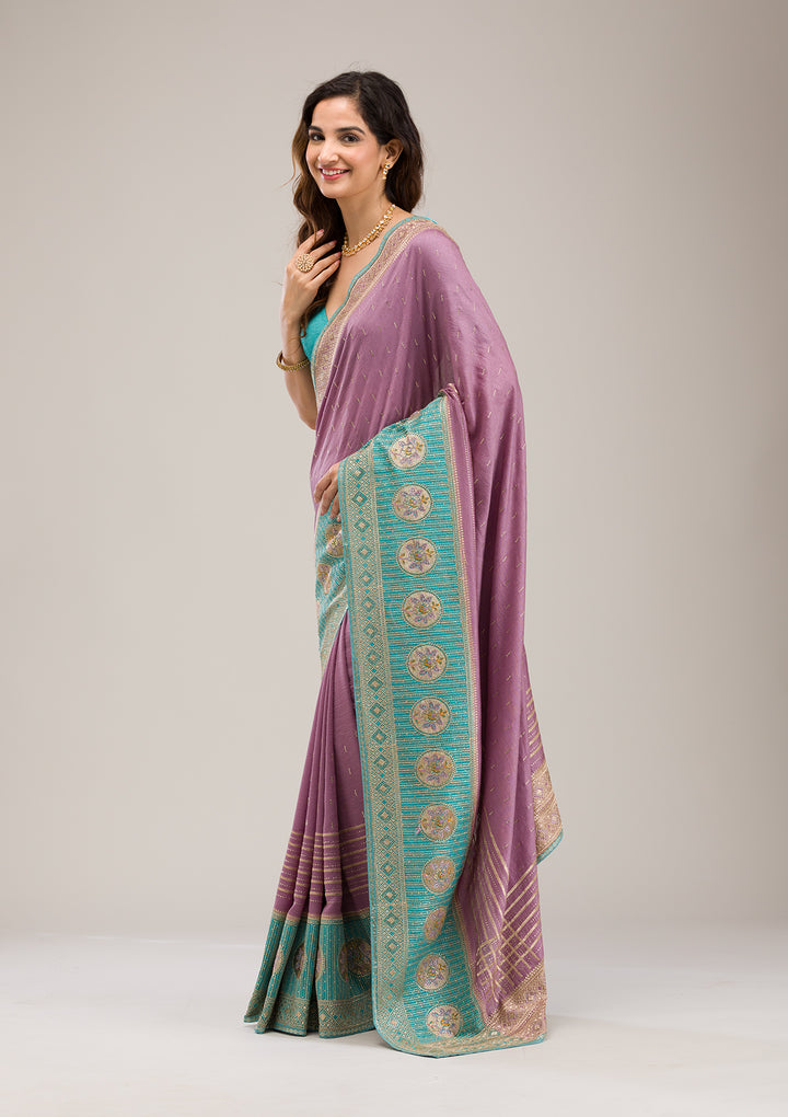 Sky Blue Stonework Soft Silk Saree