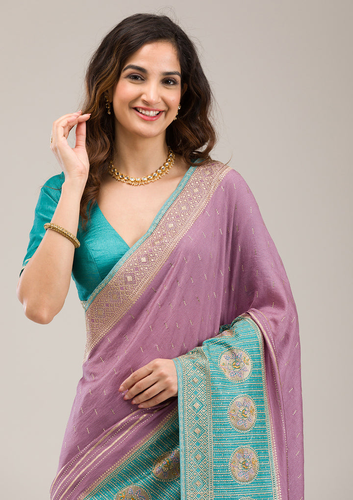 Sky Blue Stonework Soft Silk Saree