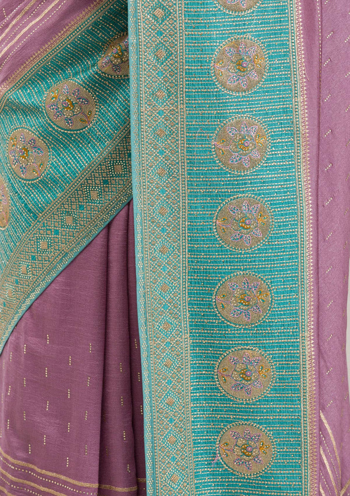 Sky Blue Stonework Soft Silk Saree
