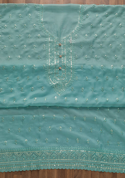 Sky Blue Stonework Tissue Unstitched Salwar Suit