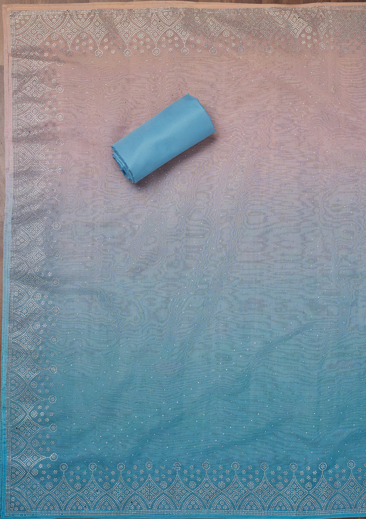 Sky Blue Stonework Tissue Unstitched Salwar Suit