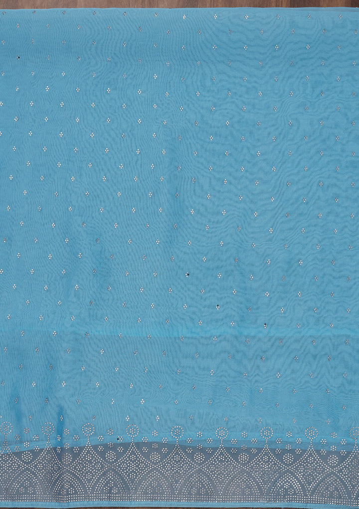 Sky Blue Stonework Tissue Unstitched Salwar Suit