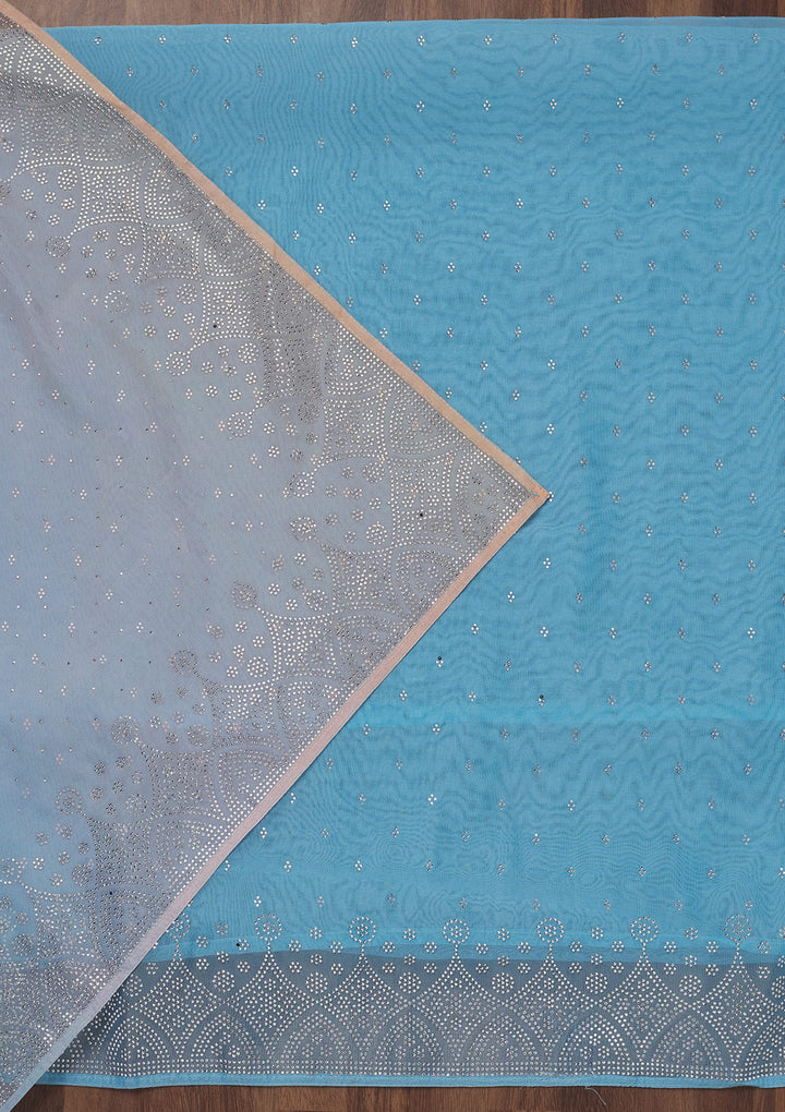 Sky Blue Stonework Tissue Unstitched Salwar Suit