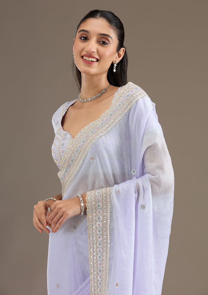 Sky Blue Stonework Tissue Saree