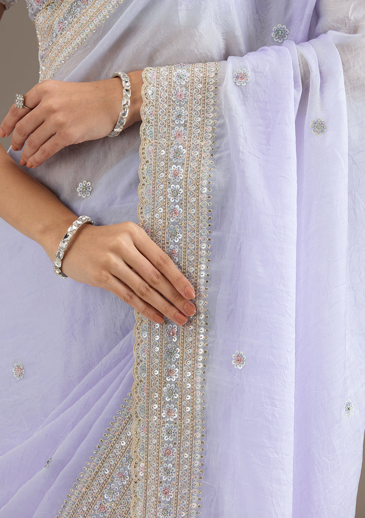 Sky Blue Stonework Tissue Saree