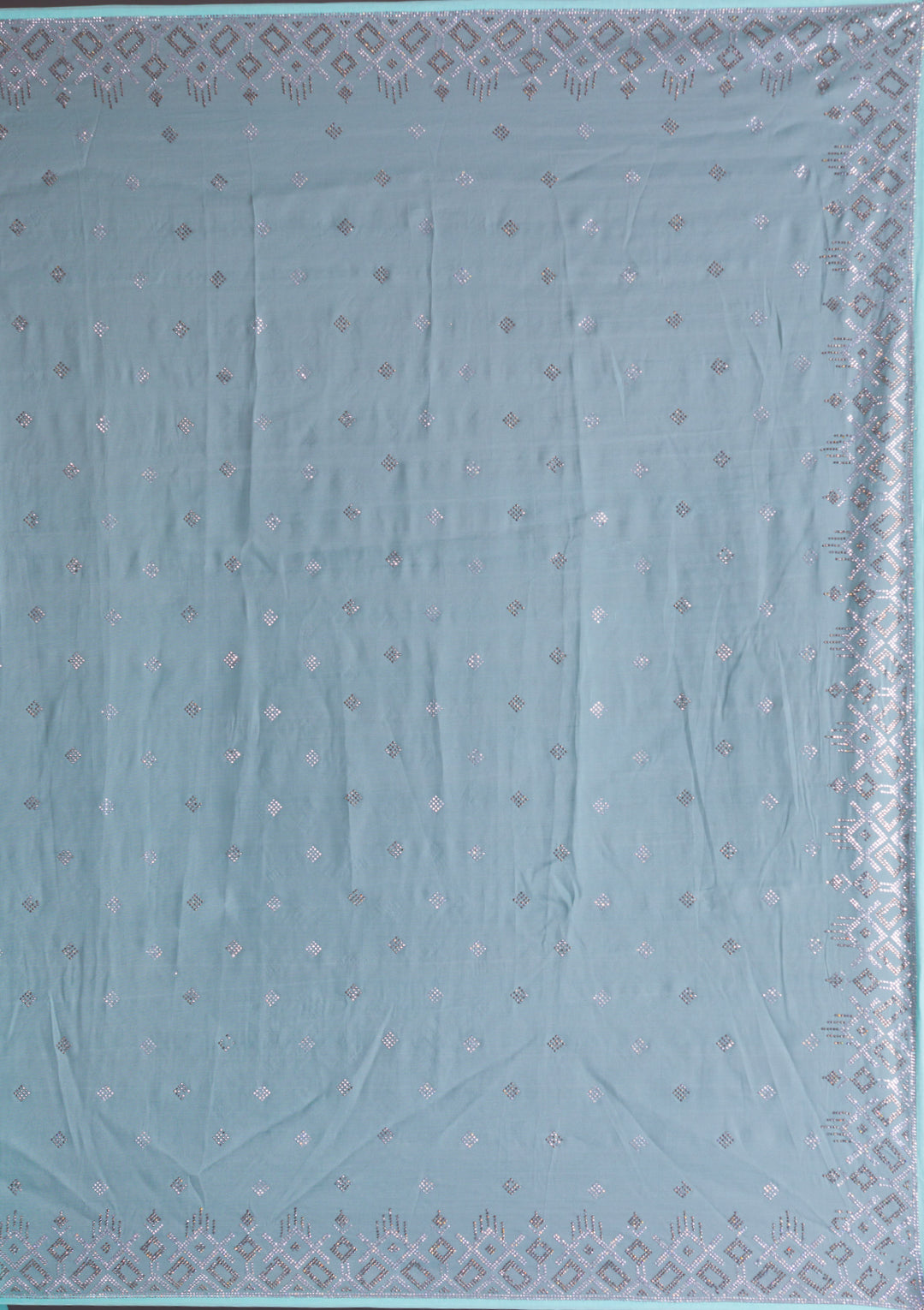 Sky Blue Swarovski Satin Saree