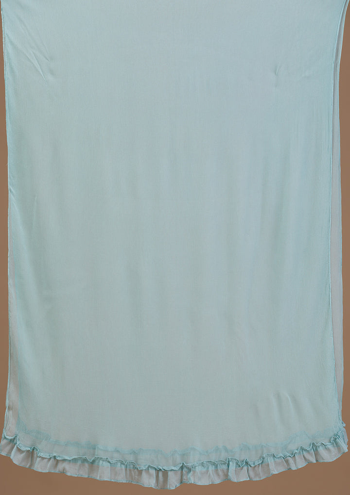 Sky Blue Threadwork Chiffon Readymade Salwar Suit