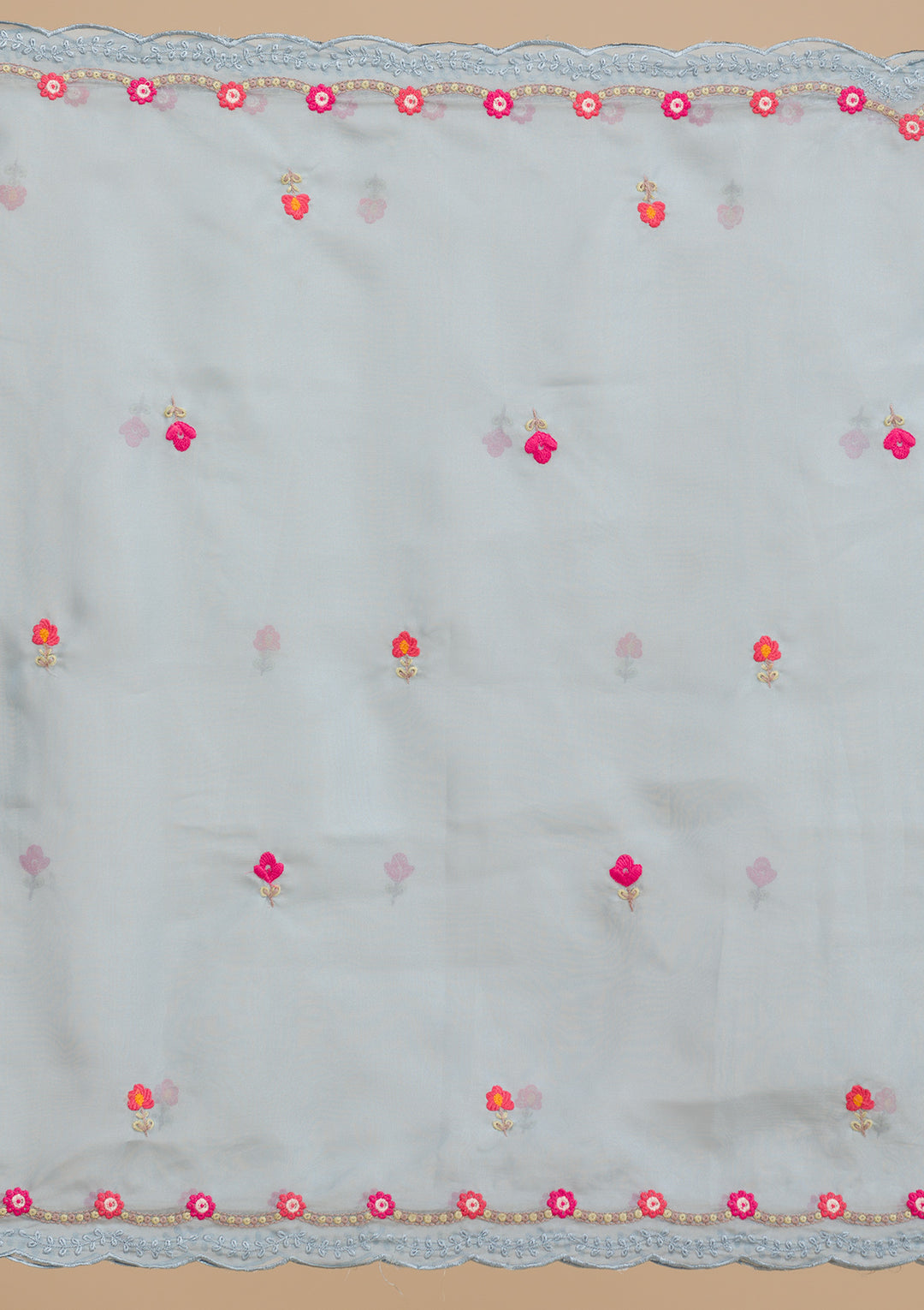 Sky Blue Threadwork Chiffon Readymade Salwar Suit