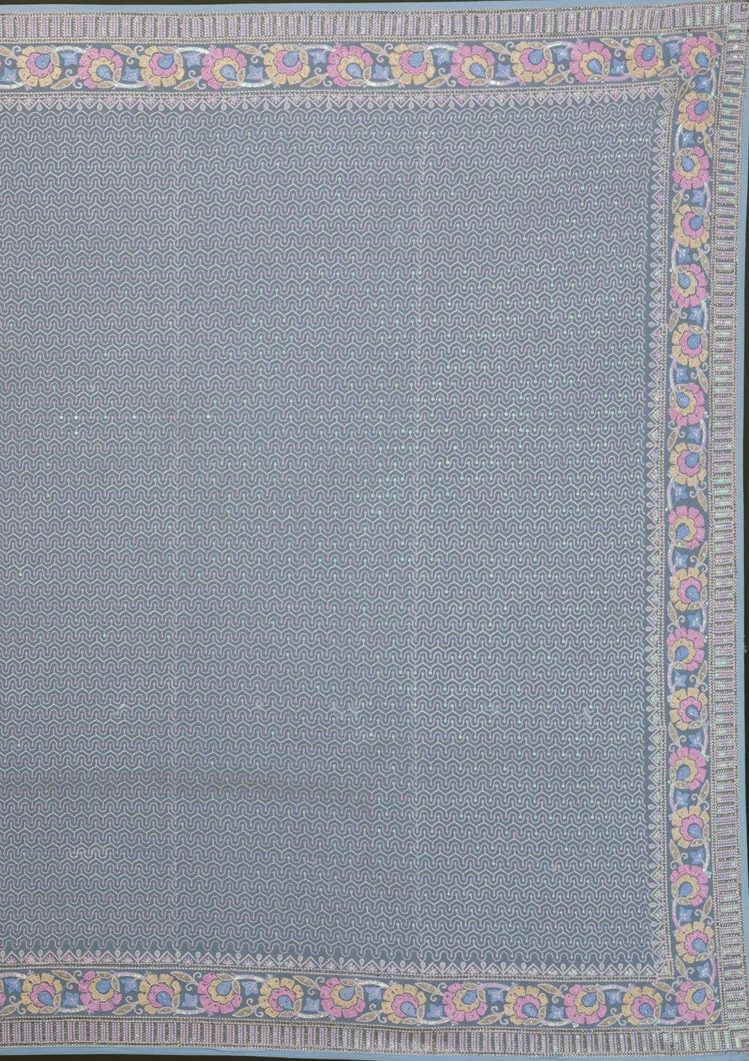 Sky Blue Threadwork Georgette Saree