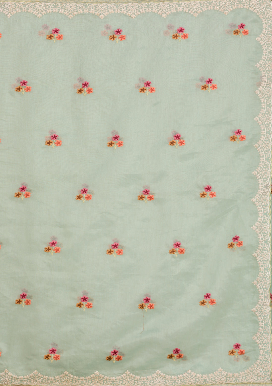 Sky Blue Threadwork Tissue Saree-Koskii