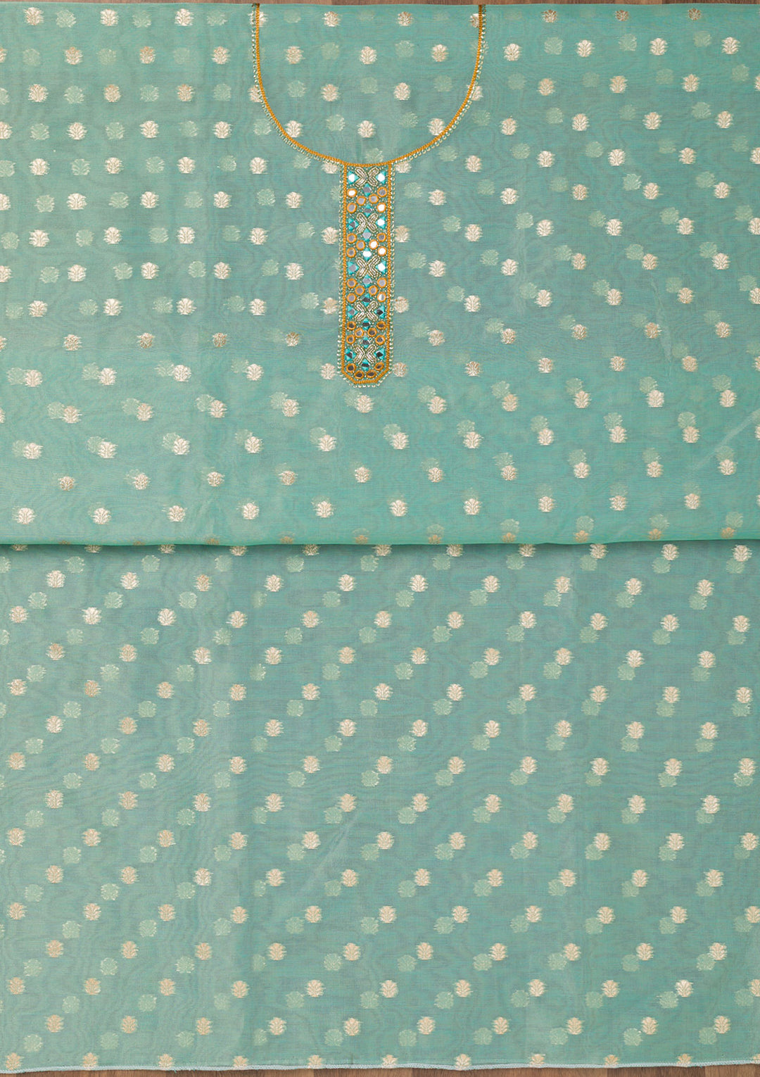 Sky Blue Zariwork Banarasi Unstitched Salwar Suit