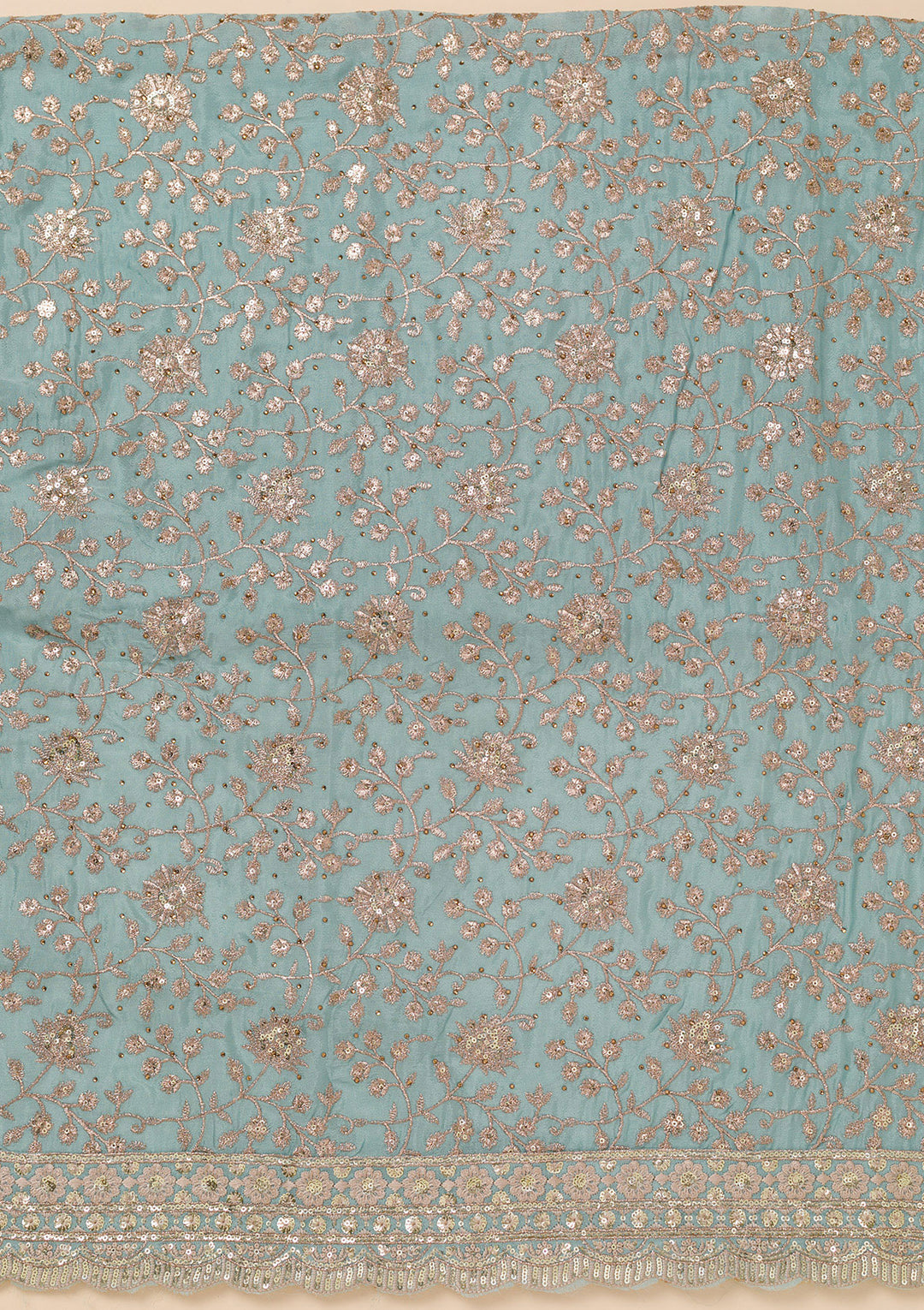Sky Blue Zariwork Georgette Unstitched Salwar Suit