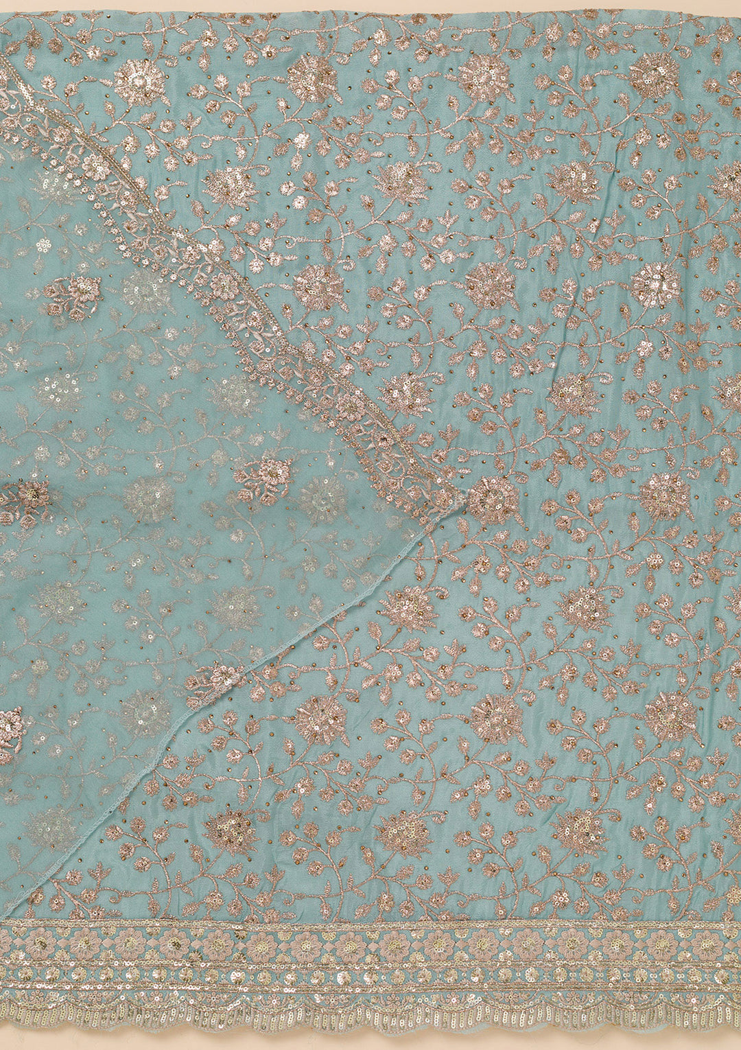 Sky Blue Zariwork Georgette Unstitched Salwar Suit